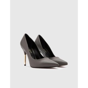 Resim İLVİ Gland Floter Deri Kadın Gri Stiletto 