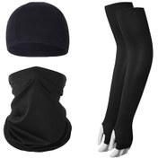 Resim Butu Yaz Anti-Uv Nefes Alabilen Buz İpek Güneşe Dayanıklı Bisiklet Kol Kollu + Astar Kapağı + Boyun Körüğü Seti Siyah 