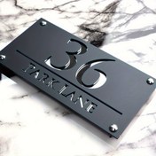 Resim Özel Lazer Kesim Akrilik Ev Numarası İşareti - Metal Sayılarla Çift Katmanlı Mat Modern Adres İşareti, Duvara Monte Dış Mekan Sokak Adı Plakası, Ev ve İş İçin, Çoklu Renkler, Seçenekli Metal Dokusu, 2D Düz Tasarım, Dış Mekan Ev Numarası Göstergesi 