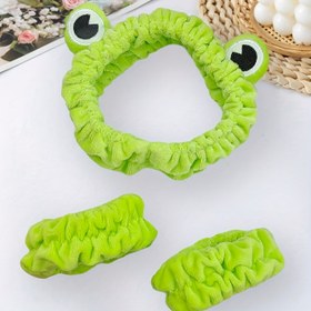 Resim 4/3 adet Sevimli Kurbağa Başlığı Elastik Bileklik Saç Aksesuarları, Yüz Yıkama, Duş, Egzersiz, Yoga, Cilt Bakımı için Uygun 