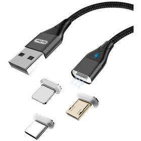Resim Go Des GD-UC501 3 in 1 Magnetik USB Kablo 3A Mıknatıslı Şarj Kablosu 100 cm Data Kablo ZORE-258864 Siyah 