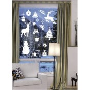 Resim Happy New Year Temalı Vitrin Cam Sticker Dekorasyon 65 x 55 Beyaz 