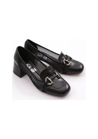 Resim Dgn 6552 Kadin Metal Aksesuarli Topuklu Ayakkabi 6552-424-R1534 Siyah 