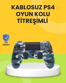 Resim Ps4 Uyumlu Kablosuz Oyun Kolu Ergonomik Çift Titreşimli 