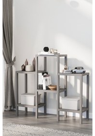 Resim 6 Katlı Banyo Düzenyelici Raf Mutfak Banyo Salon Çocuk Odası Düzenleyici Raf - Gri Gri 