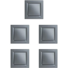 Resim Teknikerelektrik Asfora Plus Tekli Anahtar Çelik Rengi 5Li Paket Çerçeve Dahil 