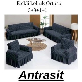Resim Jakarlı Şaldesen Koltuk, Kanepe, Çekyat Örtüsü Esnek 3311 Antrasit Antrasit 