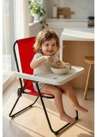 Resim Exent 2 6 Yaş, Katlanır Portatif Mama Sandalyesi, Tak-çıkar Masa İle - Kırmızı 