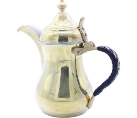 Resim Copperdone El Yapımı Örme Kulplu Dallah Mırra Cezvesi Altın Renk 23 cm 