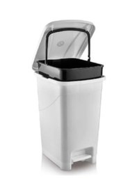 Resim Omnipazar Srl-3030 Slim Pedallı Plastik Çöp Kovası İç Kovalı 40 Lt Beyaz 