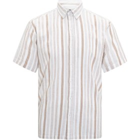 Resim Bej Comfort Fit Düğmeli Yaka 100% Pamuk Kısa Kollu Gömlek 4112157 