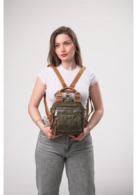 Resim Ççs 18076 Kadın Sırt Ve Omuz Çantası Yeşil-camel 
