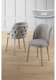 Resim Canisa Zae Serisi 90x168 Lak Panel Siyah Mermer Desen Krom Ayak Masa Takımı 4 Gri Sandalye Masa Siyah Mermer Desen Sandalyeler Gri 