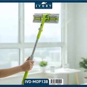 Resim Ivory Çekpaslı Oynar Başlıklı Mop 135 Cm Teleskopik Saplı, Cam & Zemin Temizlik Aparatı Yedek Bezli 