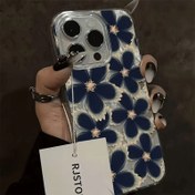 Resim C1323 Tüy İplik Çiçek Boyalı Desen Telefon Kılıfı, Iphone 15 Pro Max/14 Plus/13 Pro Max/12/11/7/7 Plus/Ix/Xr/Xs ile Uyumlu 