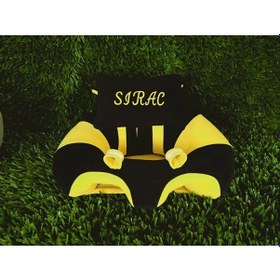 Resim İsimli Yastık Hediyeli Kişiye Özel Bebek Minderi - Lacivert Sarı 