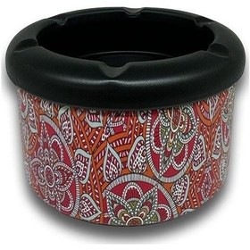 Resim Mandala Desen Metal Mini Sigara Küllüğü Kırmızı 8cm 