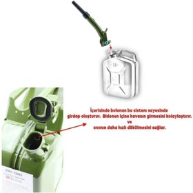Resim NUBLADO Metal Benzin Bidonu 10 Litre Akaryakıt Mazot Taşıma Doldurma Depolama Bidonu Aktarma Borusu. 