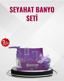Resim Techmrt Seyahat Boy Banyo Seti 5 Li Mini Şişe Ve Krem Kutusu Çantalı 