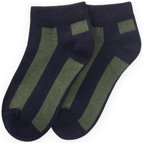 Resim Cigit Kalın Çizgili Çocuk Patik Çorabı 5-12 Yaş Lacivert-haki Yeşil Laci 