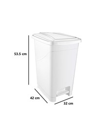 Resim Omnipazar Srl-3030 Slim Pedallı Plastik Çöp Kovası İç Kovalı 40 Lt Beyaz 