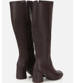 Resim Kadın Kahverengi Dikiş Detaylı Topuklu Çizme Kahverengi 