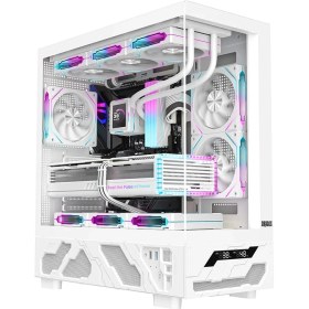 Resim Dragos Basalt Pro V2 Isı Göstergeli, 6x Argb Fanlı USB 3.0 Type-C 600W 80+ Plus Atx Oyuncu Bilgisayar Kasası (Beyaz) 