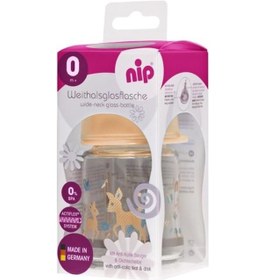 Resim Nip Wide Neck Bottle 120 ML Antikolik Cam Biberon Kız 