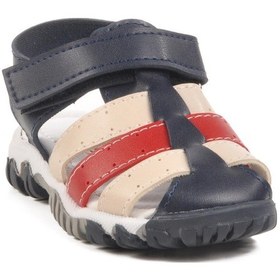 Resim Lacivert Kırmızı Cırtlı Hafif Unisex Bebek Sandalet 173101 B Lacivert-bej-kırmızı 
