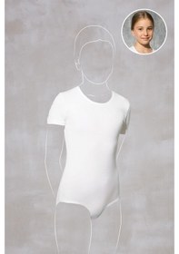 Resim Doreanse Kız Çocuk Beyaz Modal Bisiklet Yaka Kısa Kol Body 460 