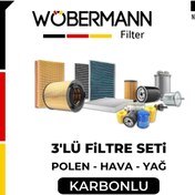 Resim Wöbermann Ford Courier 1.5 1.6 Tdcı Filtre Bakım Seti 2014-2018 3lü Karbonlu 