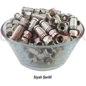 Resim Rg 6 Sıkmalı F Konnektör Siyah Şeritli 100 Adet 