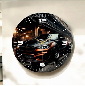 Resim Renkli Baskı Arabaa Desenli Sayılı Hediyelik Ahşap Sessiz Duvar Saati 50cm ÇOk Renkli 