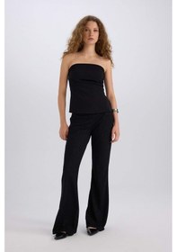 Resim DeFacto Flare Fit Düz Paça Uzun Boy Bürümcük Pantolon E1870AX24WNBK81 Siyah 