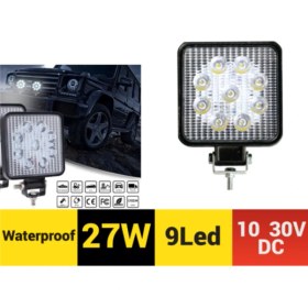 Resim 9 LED Kare Çalışma Lambası 27W 10V-30V Metal 4x4 Off Road Projektör Işık 