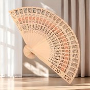 Resim Bir Şık Erkekler&Apos; Ahşap Katlanır Fan - Yaz Dış Mekan, Düğünler, Partiler ve Hediyeler için Mükemmel | Klasik Çiçek Deseni | Noel, Sevgililer Günü, Şükran Günü, Anneler ve Babalar Günü ve Mezuniyet Törenleri için İdeal Bir Seçim, Pilsiz 