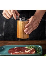 Resim Ahşap El Değirmeni Öğütücü Ahşap Baharat Tuz Öğütücü Değirmen Tek Ahşap 