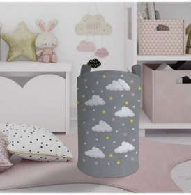 Resim Mekta Home Bebek Ve Çocuk Odası Bulut Ve Yıldız Desenli Çerçeveli Oyuncak Sepeti Renkli Çok Renkli 