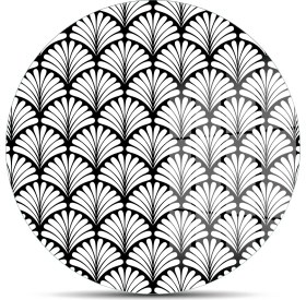 Resim Decovetro Cam Kesme Tahtası ve Sunumluk Yuvarlak Siyah Beyaz Geometrik Desenli 30X30 cm 