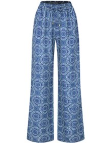 Resim Mavi Desenli Beli Büzgülü Pantolon - S/36 