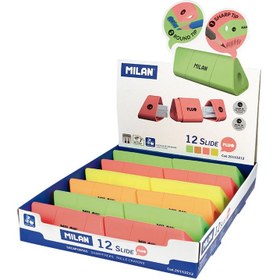 Resim MILAN 20153212 SLIDE ÇİFT DELİKLİ KALEMTRAŞ(FLUO) - 12ADET 