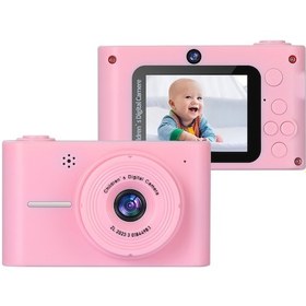 Resim Leezsing Çocuklar İçin 1080p Hd 20mp Ön Ve Arka Kameralı Oyunlu Fotoğraf Makinesi - Pembe 
