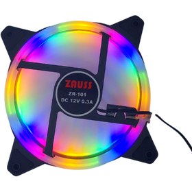 Resim ZAUSS Molex Girişli Sessiz Renkli Fan 12cm Rainbow Kasa Fanı Rgb 120mm Fan 