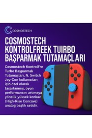 Resim cosmostech Kontrolfreek Turbo Switch Joy-Con Için Yüksek Konkav Analog Başlıkları Mavi Kırmızı 