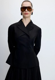 Resim DÜZ KESİM YAKA DETAYLI CEKET ETEK TAKIM2255 - Black / 40 