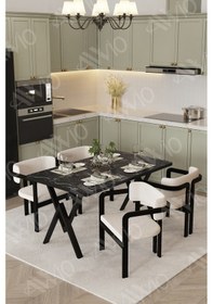 Resim Avvio Aria Tokyo Demonte Sandalye 80x120 Yemek Masası Mutfak Masası Salon Masası 4 Kişilik Siyah 