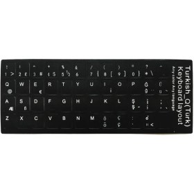 Resim Microcase Türkçe Q Klavye Etiketi Laptop Macbook Pc Sticker - Siyah 
