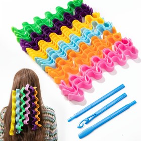 Resim 10/16 Adet Isıya Dayanmayan Saç Bukleleri - Isı Gerektirmez, Esnek File Spiral Rulolar DIY Dalgalı Stiller için, Yüksek Kaliteli & Yeniden Kullanılabilir 
