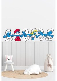 Resim Şirinler Çocuk Odası Duvar Kağıdı Aksesuarları Süsü Duvar Sticker 100x25 Cm 