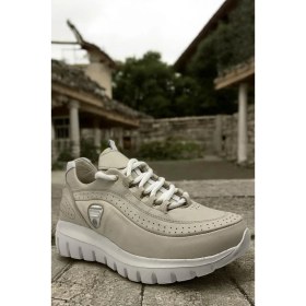 Resim Mammamia D25YA-3485 Krem Kadın Sneaker Deri Tam Ortoepedik Casual Günlük Ayakkabı 